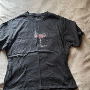 Abercrombie & Fitch Black Tee with Pink Drink Graphic
